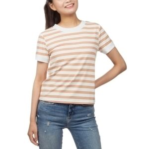 Hippie Rose White Striped Ribbed Top - Size L for Juniors